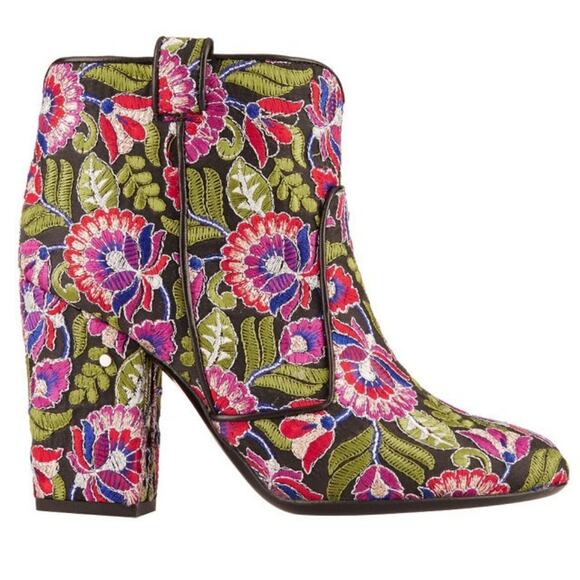 Laurence Decade Pete Floral Embroidered green ankle boots size 6 - Picture 1 of 5